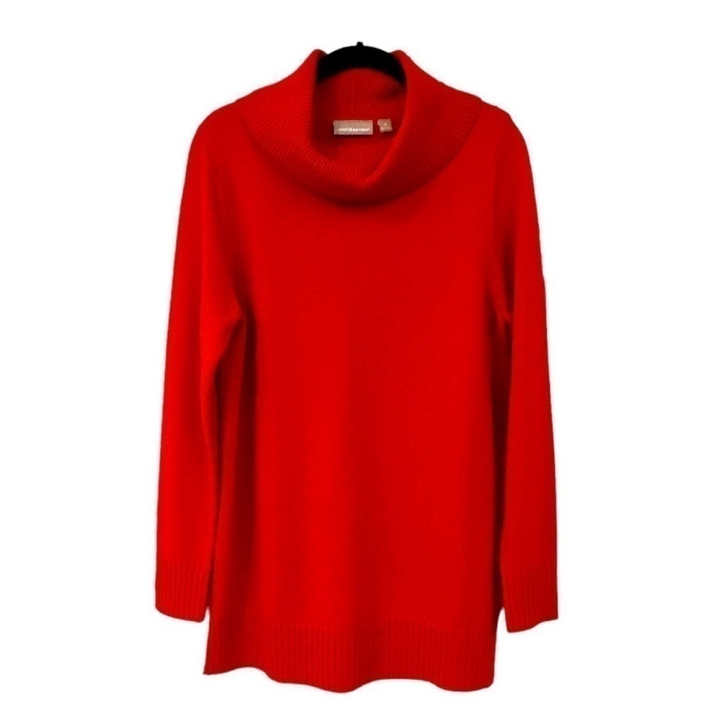 CROFT & BARROW, WOMENS RED, COWL NECK, TUNIC SWEATER. LONG SLEEVE. SIZE M